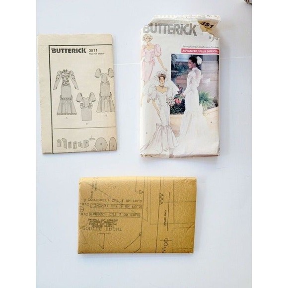 Butterick Pattern 3511 Misses Bride Bridesmaid Dress Size 6-10 1988 Wedding - Picture 2 of 3